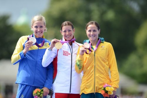 Nicola Spirig (SUI), Lisa Norden (SWE) and Erin Densham (AUS)