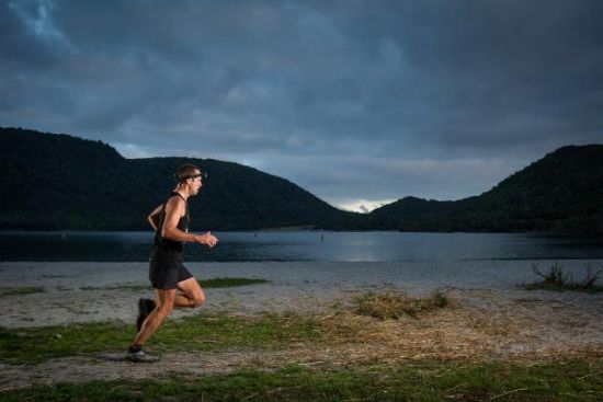 NZ runner Kerry Suter at Lake Tikitapu during the 2013 Tarawera Ultramarathon