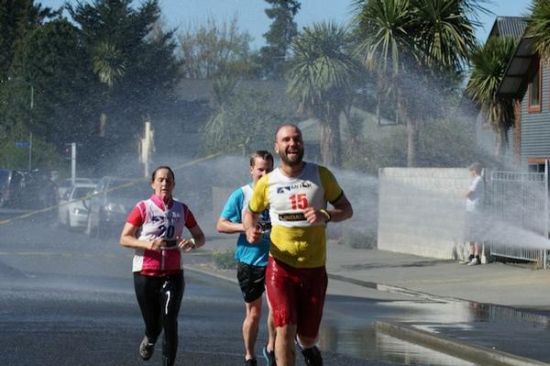 Runners happy to reach the finishing area in Methven