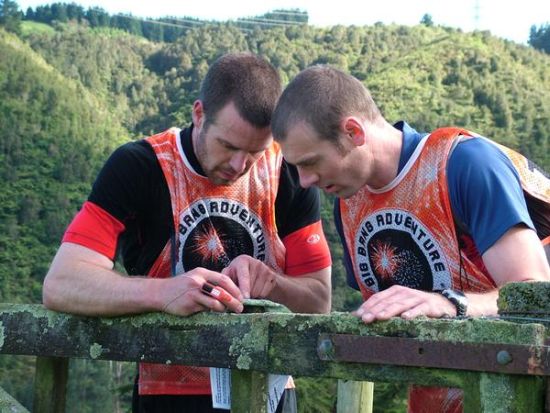 A team check their map