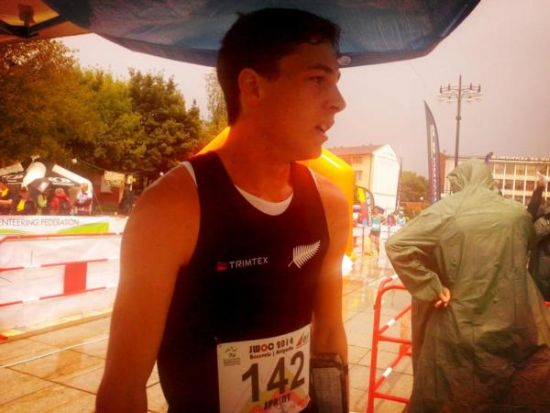 Tim Robertson at the finish line in Bulgaria