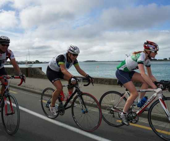 Cyclists near the end of last years final 70 kilometre cycle leg