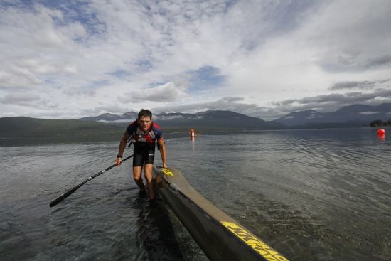 Deklan Hodsell exits the kayak course