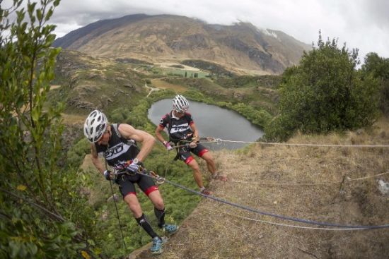 Mixed Elite Winners beginning the abseil special stage in 2016